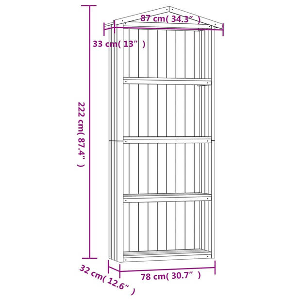 vidaXL Tuinschuur 87x33x222 cm geïmpregneerd grenenhout