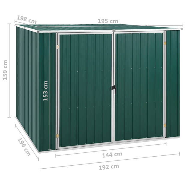 vidaXL Tuinschuur 195x198x159 cm gegalvaniseerd staal groen