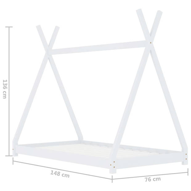 vidaXL Kinderbedframe massief grenenhout wit 70x140 cm