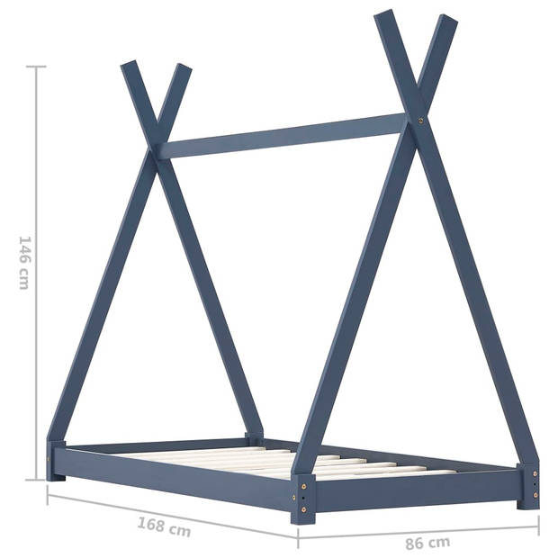 vidaXL Kinderbedframe massief grenenhout grijs 80x160 cm