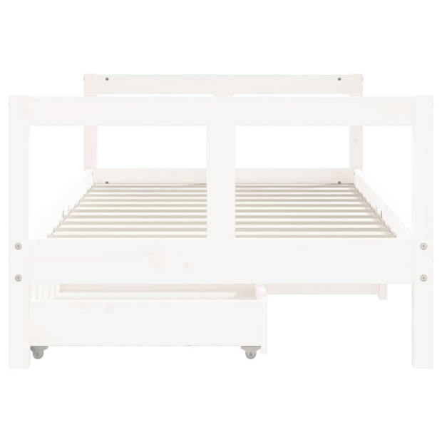 vidaXL Kinderbedframe met lades 80x160 cm massief grenenhout wit