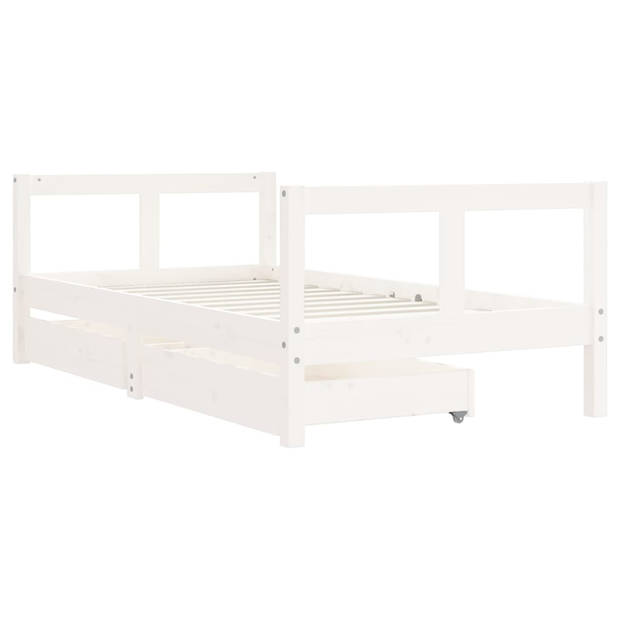 vidaXL Kinderbedframe met lades 80x160 cm massief grenenhout wit