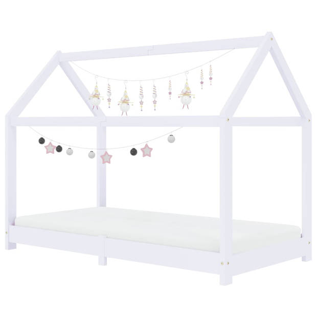 vidaXL Kinderbedframe massief grenenhout wit 80x160 cm