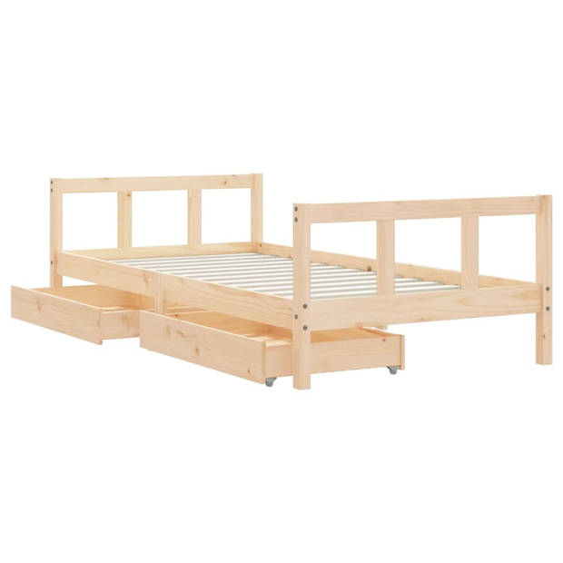 vidaXL Kinderbedframe met lades 90x190 cm massief grenenhout