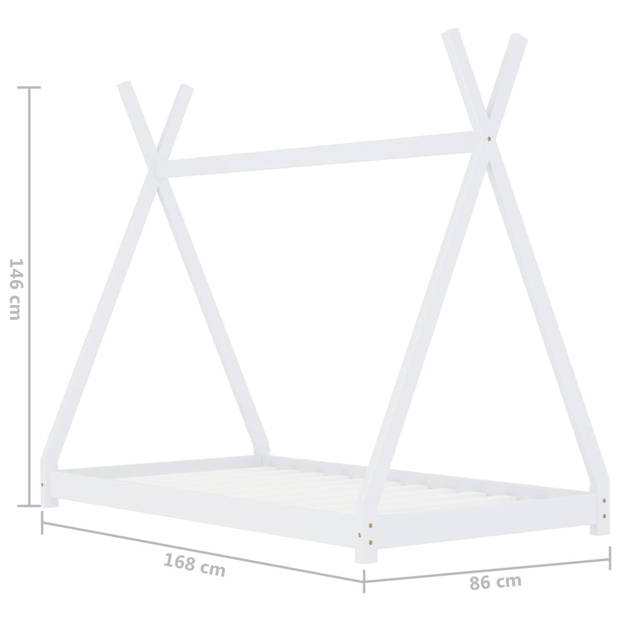 vidaXL Kinderbedframe massief grenenhout wit 80x160 cm