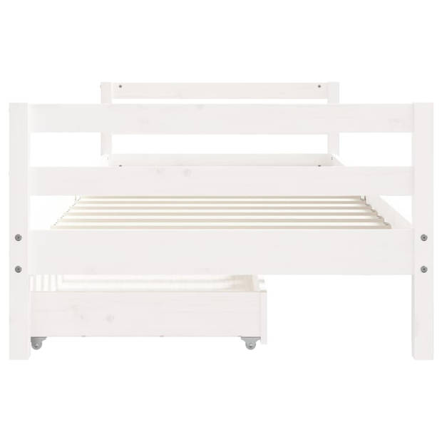 vidaXL Kinderbedframe met lades 80x200 cm massief grenenhout wit