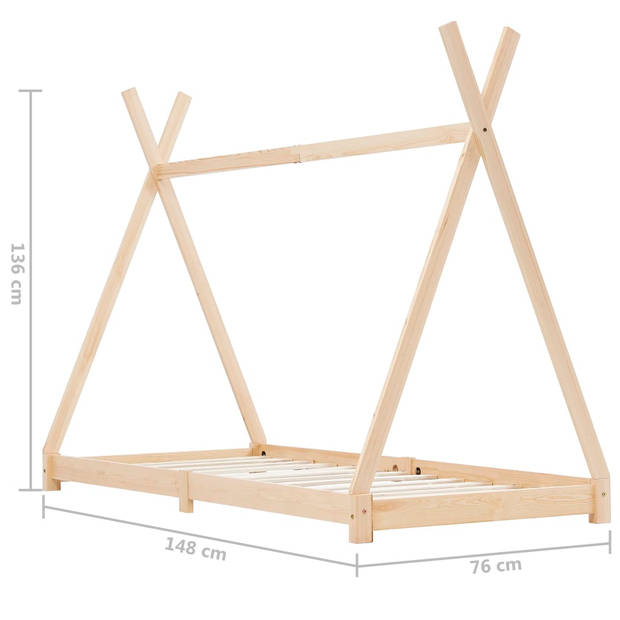 vidaXL Kinderbedframe massief grenenhout 70x140 cm