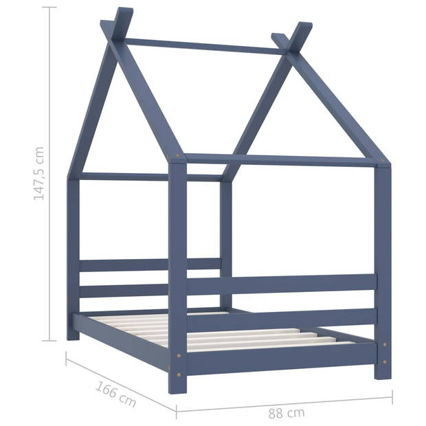 vidaXL Kinderbedframe massief grenenhout grijs 80x160 cm