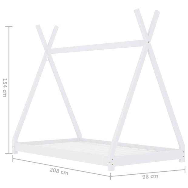 vidaXL Kinderbedframe massief grenenhout wit 90x200 cm