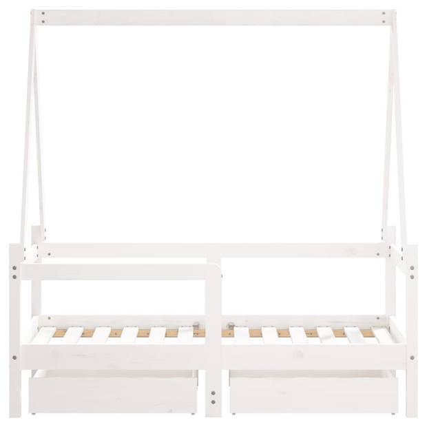 vidaXL Kinderbedframe met lades 70x140 cm massief grenenhout wit