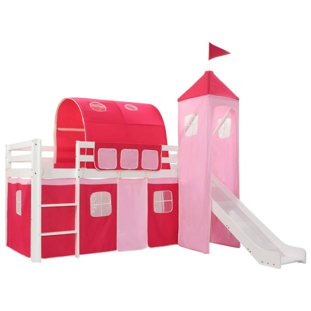 vidaXL Kinderhoogslaper met glijbaan en ladder 208x230 cm grenenhout