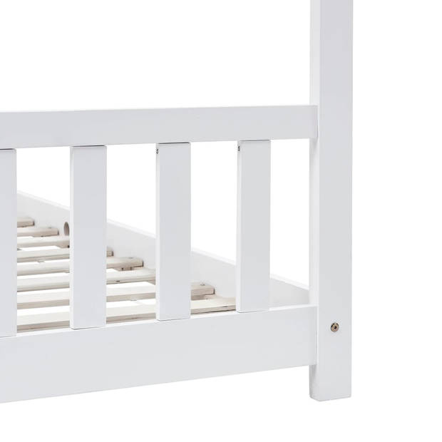 vidaXL Kinderbedframe massief grenenhout wit 90x200 cm