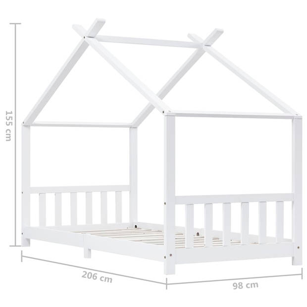 vidaXL Kinderbedframe massief grenenhout wit 90x200 cm