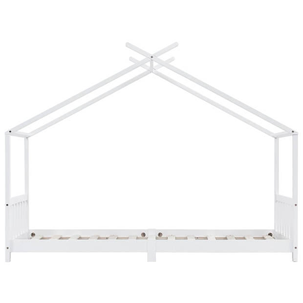 vidaXL Kinderbedframe massief grenenhout wit 90x200 cm