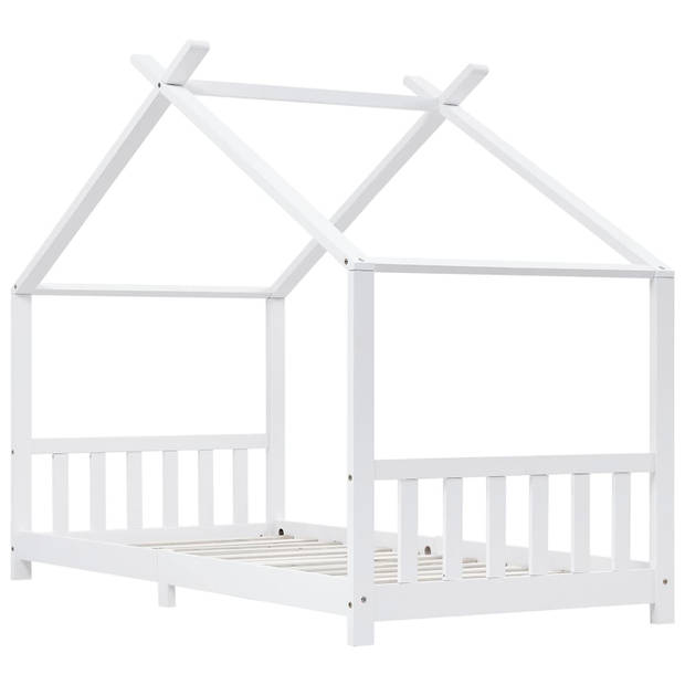 vidaXL Kinderbedframe massief grenenhout wit 90x200 cm