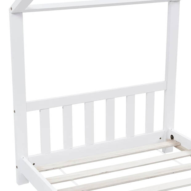 vidaXL Kinderbedframe massief grenenhout wit 90x200 cm