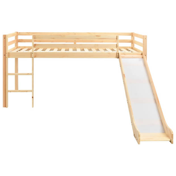 vidaXL Kinderhoogslaper met glijbaan en ladder grenenhout 97x208 cm