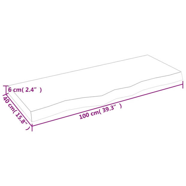 vidaXL Tafelblad 100x40x(2-6) cm onbehandeld massief eikenhout