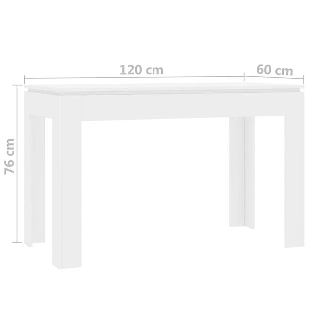 The Living Store Eettafel Wit - 120 x 60 x 76 cm - Hoogwaardig bewerkt hout