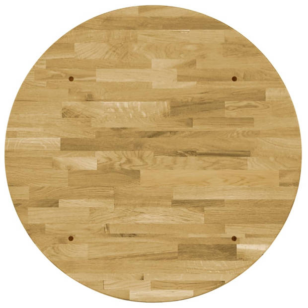 The Living Store Houten Tafelblad - Diameter 800 mm - Massief Eikenhout - Natuurlijke Houtkleur