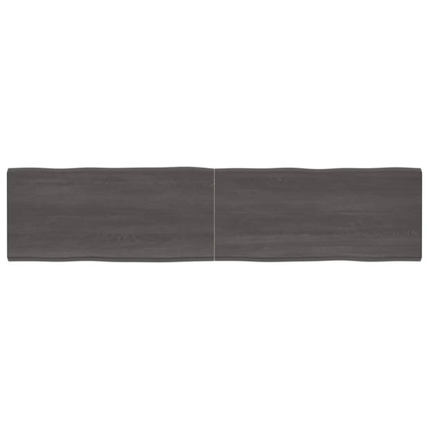 vidaXL Tafelblad natuurlijke rand 220x50x(2-6)cm eikenhout donkerbruin