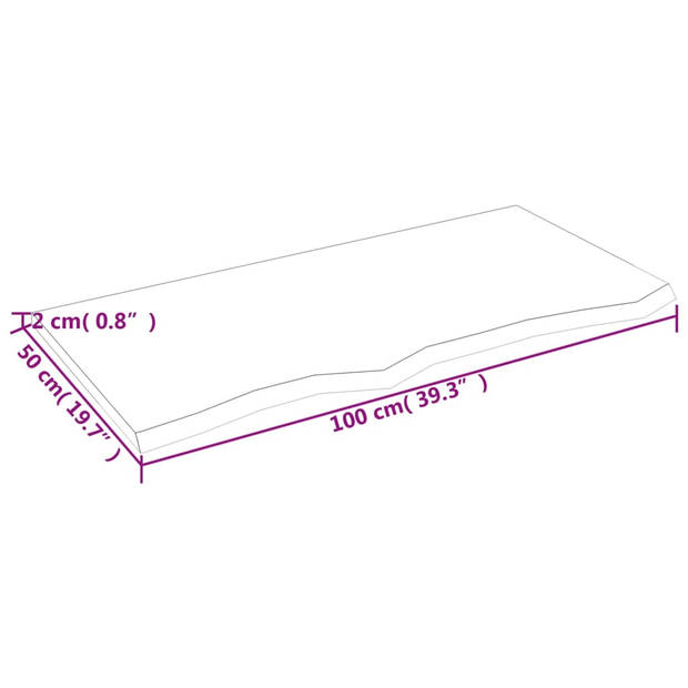 vidaXL Tafelblad 100x50x2 cm behandeld massief eikenhout donkerbruin