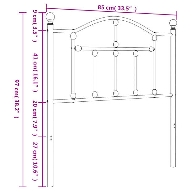 vidaXL Hoofdbord 80 cm metaal wit