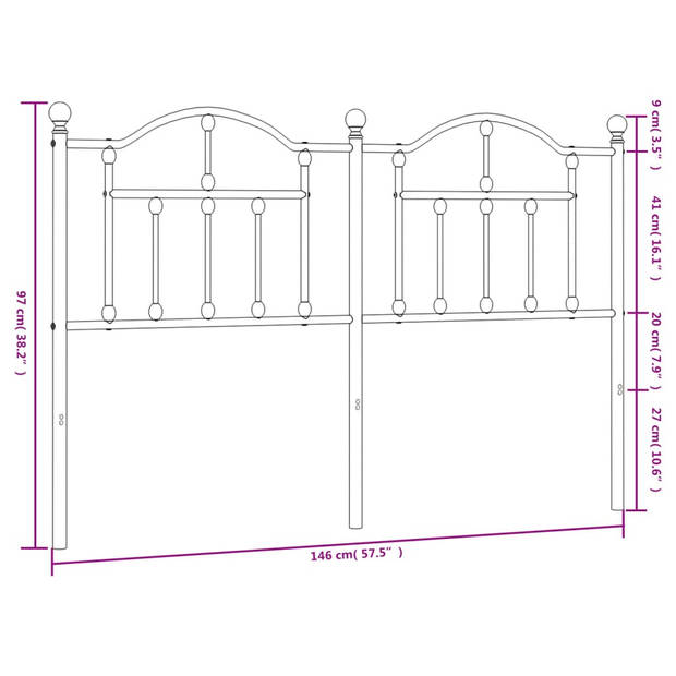 vidaXL Hoofdbord 140 cm metaal wit