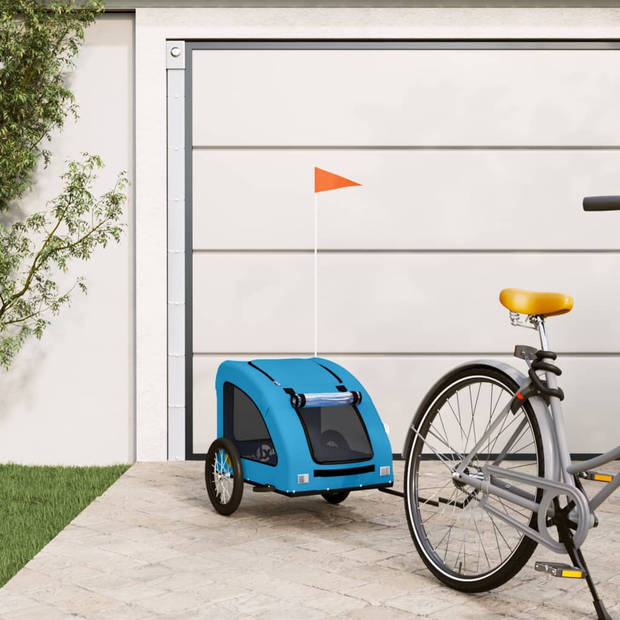 vidaXL Hondenfietstrailer oxford stof en ijzer blauw