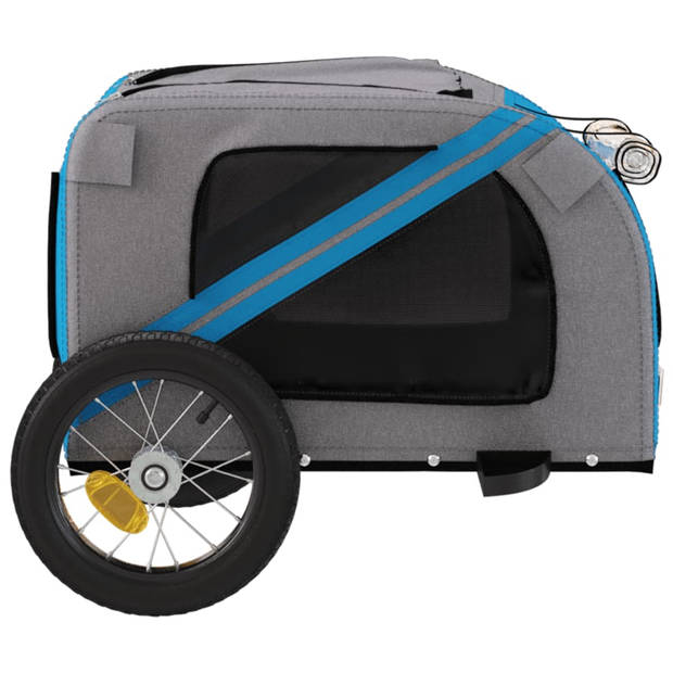 vidaXL Hondenfietstrailer oxford stof en ijzer blauw en grijs