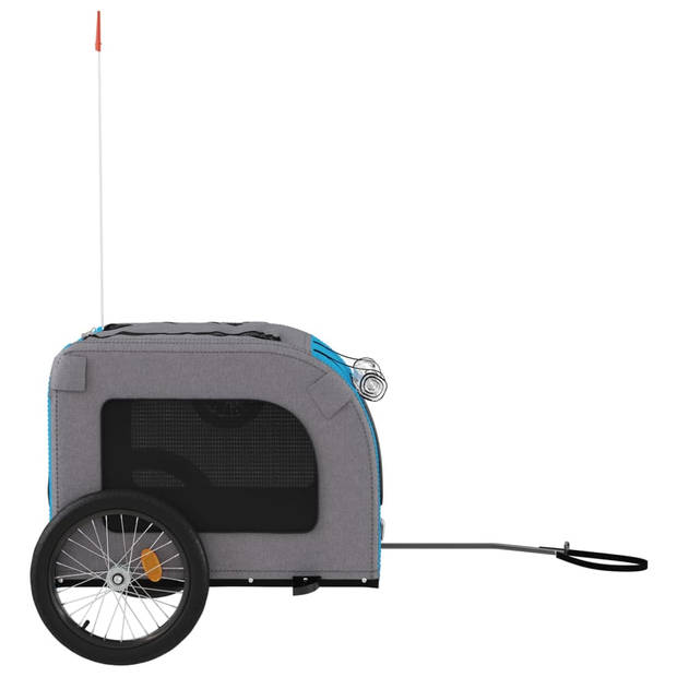 vidaXL Hondenfietstrailer oxfordstof en ijzer blauw en grijs