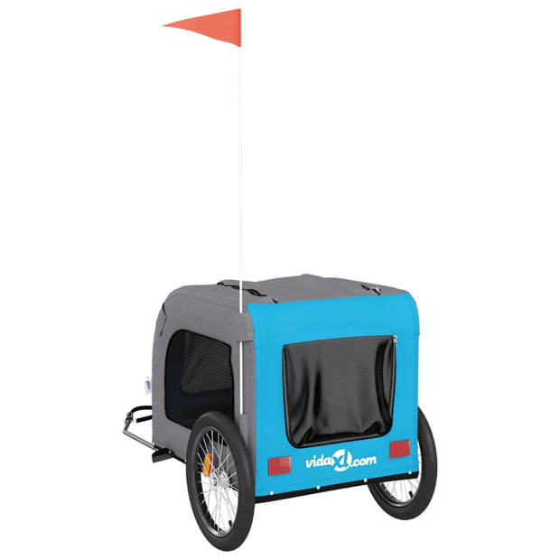 vidaXL Hondenfietstrailer oxfordstof en ijzer blauw en grijs