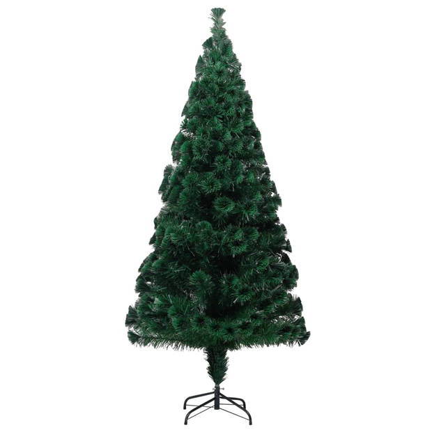 The Living Store Kunstkerstboom 240 cm - PVC en optische vezel - Groen - Met 380 uiteinden - 5 kleuren lichtjes