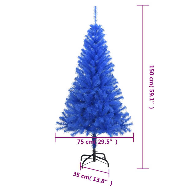 vidaXL Kunstkerstboom met standaard 150 cm PVC blauw