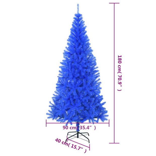 vidaXL Kunstkerstboom met standaard 180 cm PVC blauw