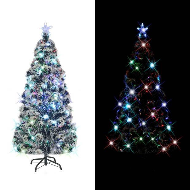 vidaXL Kerstboom met LED en standaard 180 cm glasvezel
