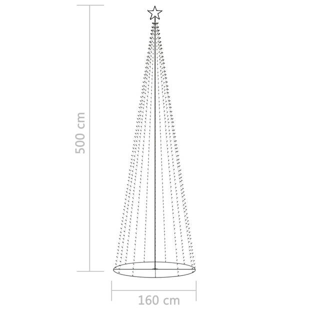 vidaXL Kegelkerstboom 752 meerkleurige LED's 160x500 cm