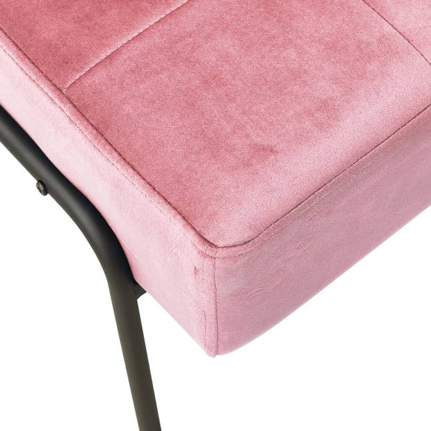 The Living Store Relaxstoel - Fluweel - 65 x 79 x 87 cm - Roze/Zwart - Max 110 kg