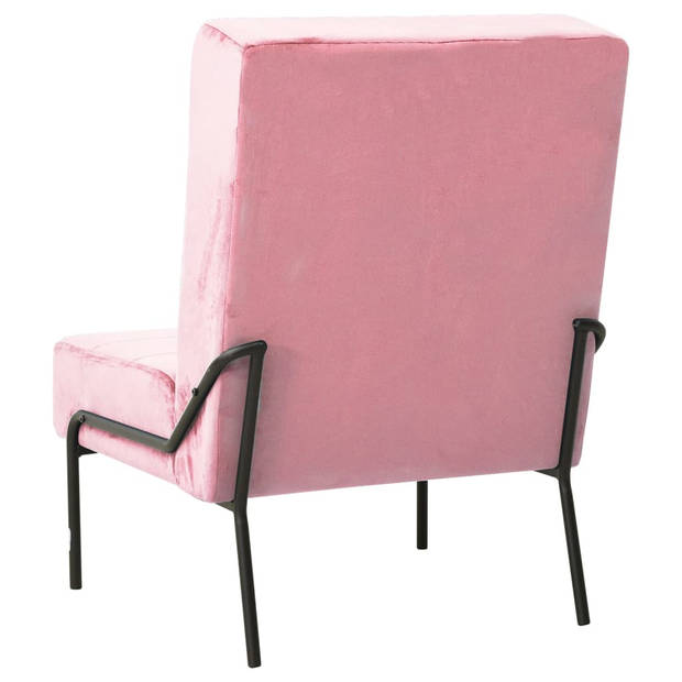 The Living Store Relaxstoel - Fluweel - 65 x 79 x 87 cm - Roze/Zwart - Max 110 kg