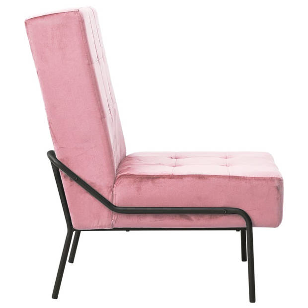 The Living Store Relaxstoel - Fluweel - 65 x 79 x 87 cm - Roze/Zwart - Max 110 kg