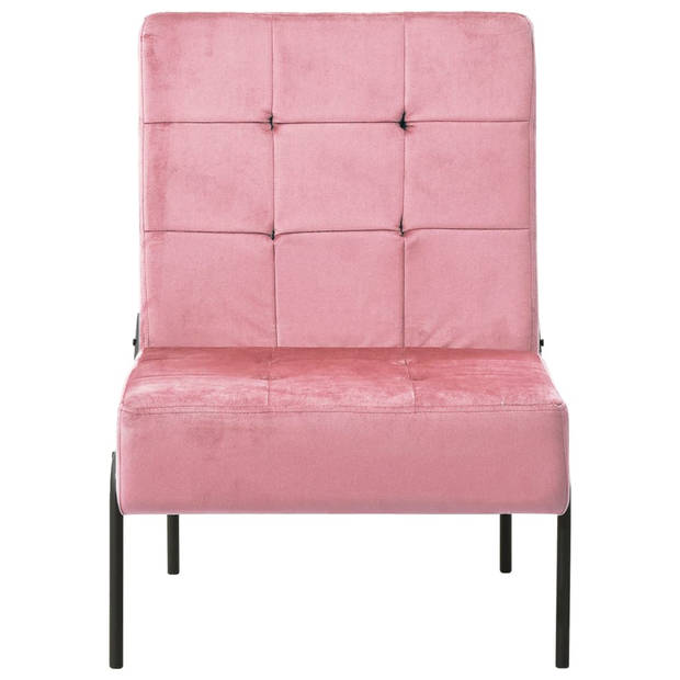 The Living Store Relaxstoel - Fluweel - 65 x 79 x 87 cm - Roze/Zwart - Max 110 kg