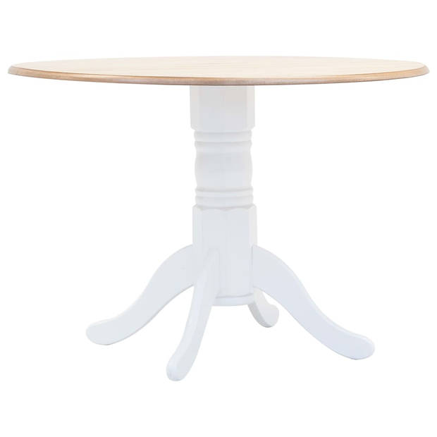 The Living Store Eettafel 106 cm massief rubberwood wit en bruin - Tafel