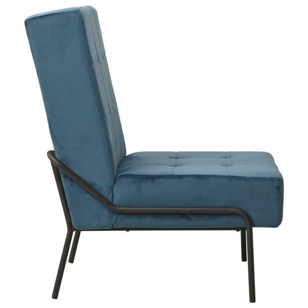 The Living Store Relaxstoel Velvet - Blauw/Zwart - 65x79x87cm - Ergonomisch Design