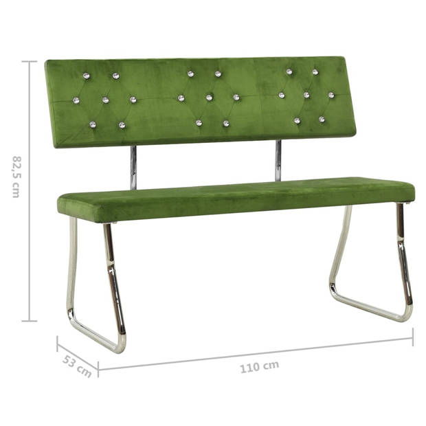 The Living Store Bank Velvet - Lichtgroen - 110 x 53 x 82.5 cm - Kristal-Metaal