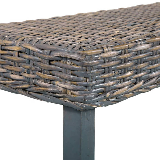 vidaXL Bankje 160 cm natuurlijk kubu rattan en massief mangohout grijs