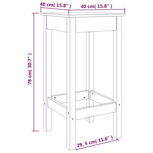 vidaXL Barstoelen 2 st 40x40x78 cm massief grenenhout honingbruin