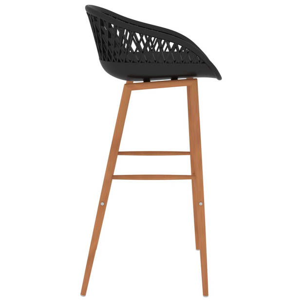The Living Store Barstoelen - Set van 2 - PP en metaal - 48 x 47.5 x 95.5 cm - zwart - Lage rugleuning met mesh-look -