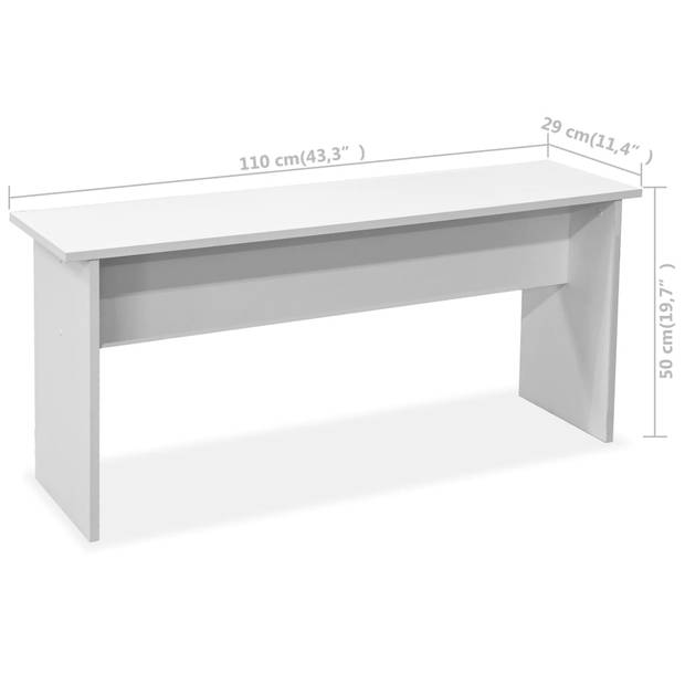 vidaXL Eettafel en banken 3 st bewerkt hout wit