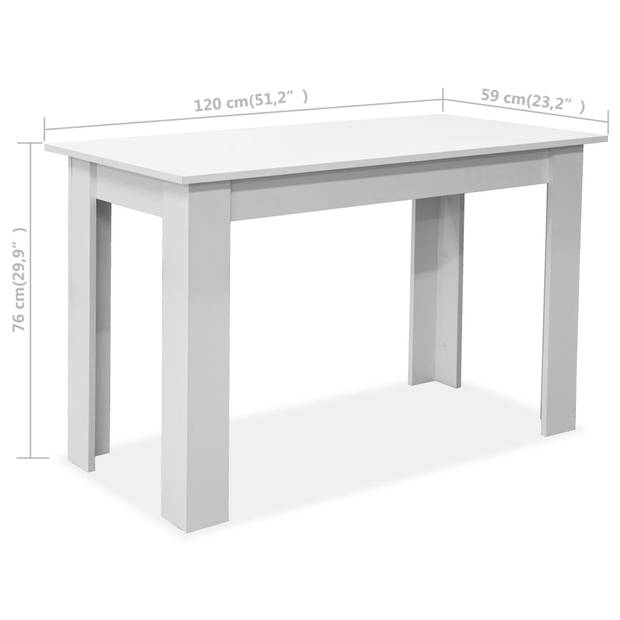 vidaXL Eettafel en banken 3 st bewerkt hout wit