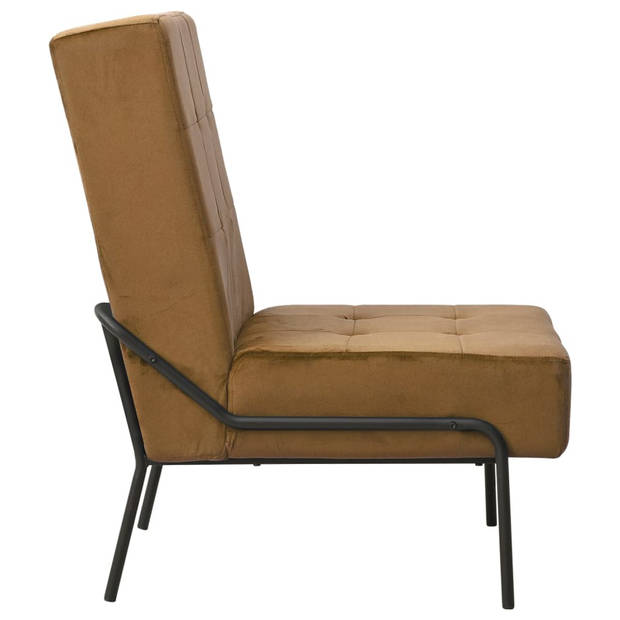 The Living Store Relaxstoel Velvet - Bruin/Zwart - 65 x 79 x 87 cm - Ergonomisch ontwerp